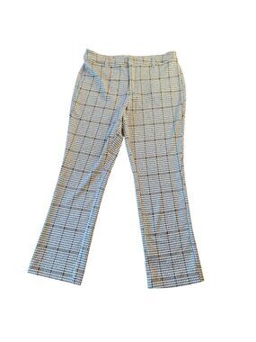 Free People Windowpane Plaid Bootcut Trouser Pants Houndstooth Lined Dark Academ